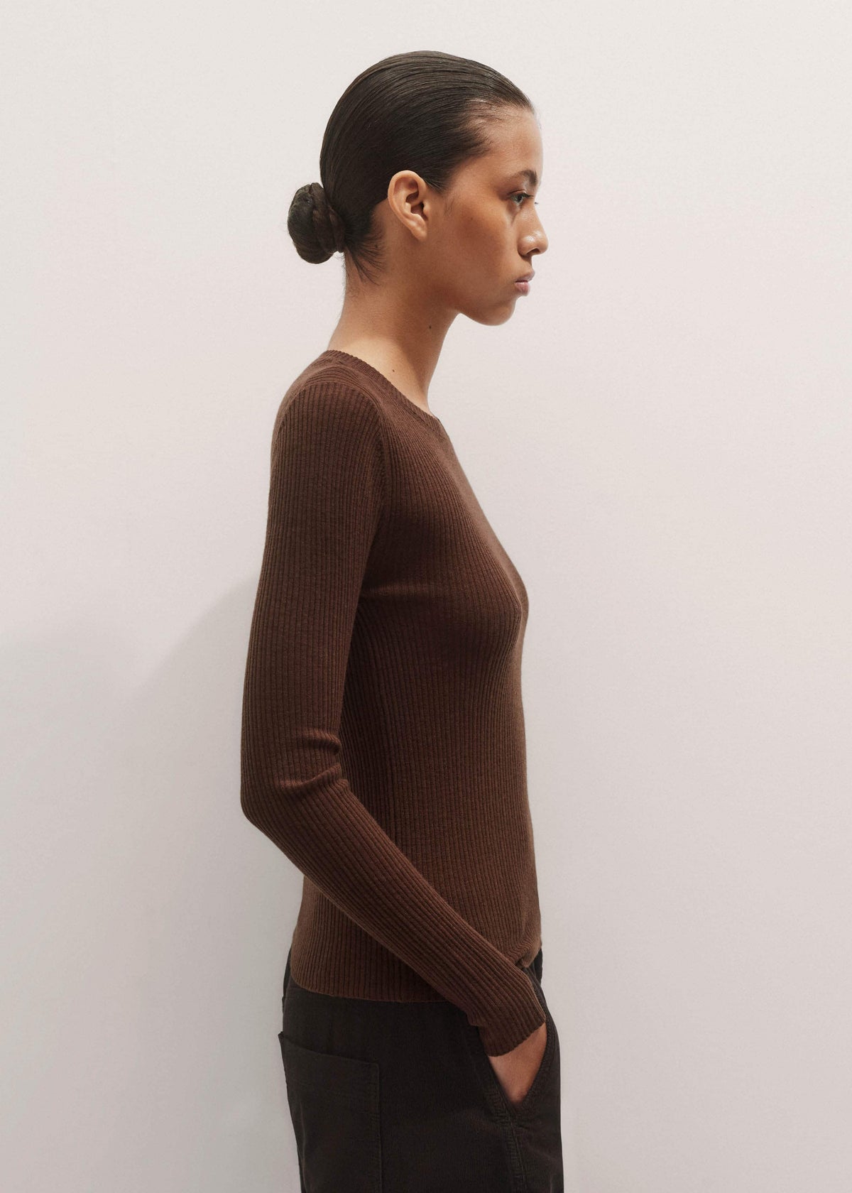 ME+EM Clothing Brown Barely There Sweater