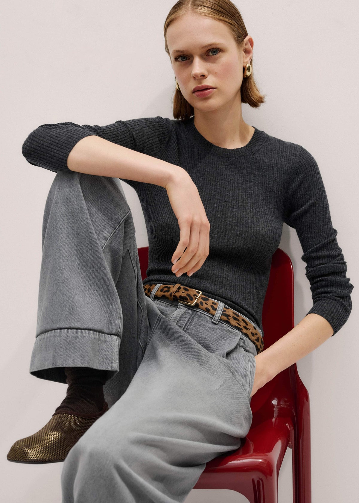 ME+EM Clothing Gray Barely There Sweater