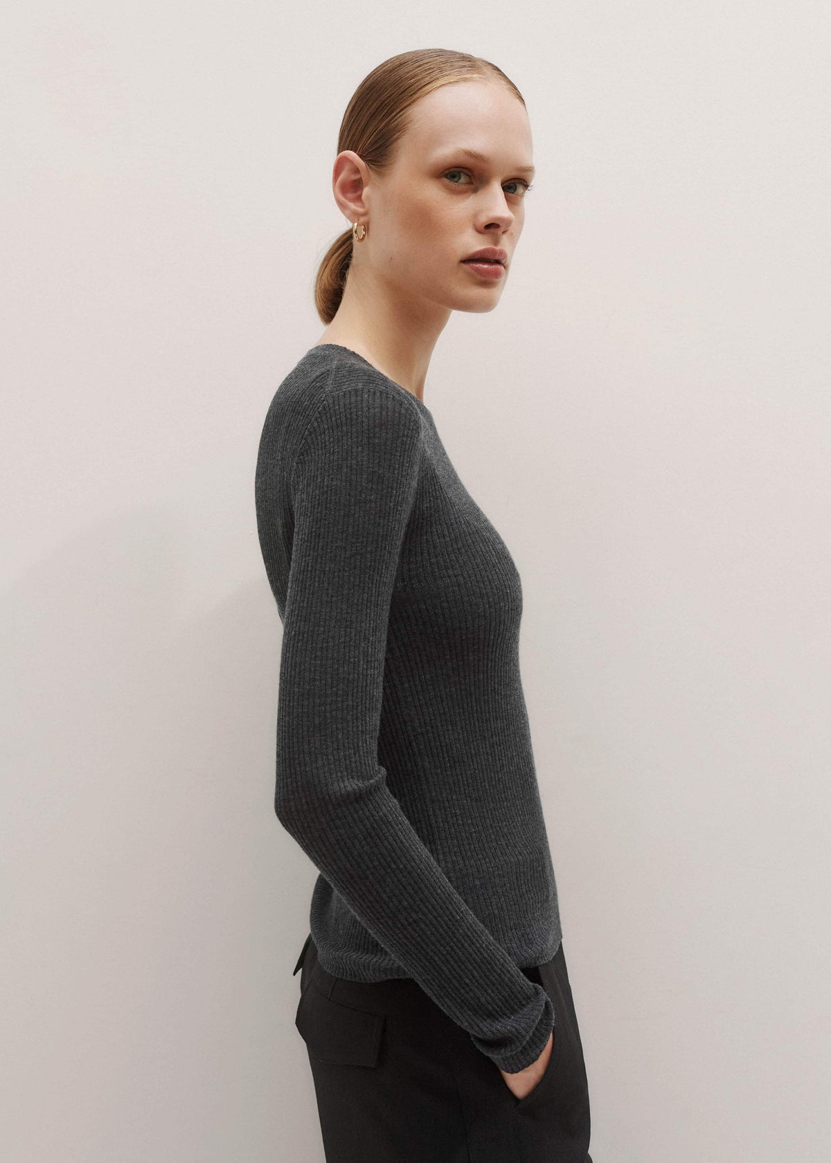 ME+EM Clothing Gray Barely There Sweater