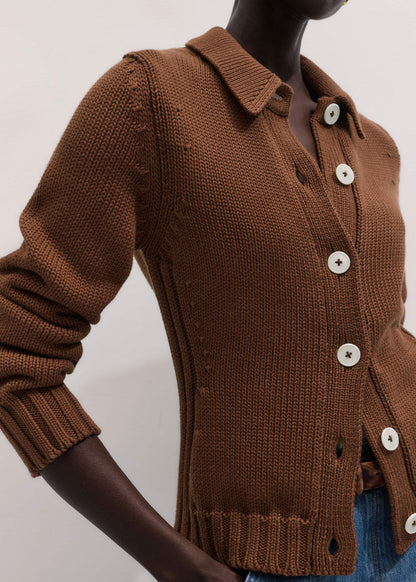 ME+EM Clothing Brown Slim Collared Cardigan