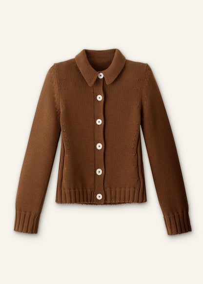 ME+EM Clothing Brown Slim Collared Cardigan