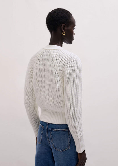ME+EM Clothing White Chunky Raglan Relaxed Weekend Cardigan