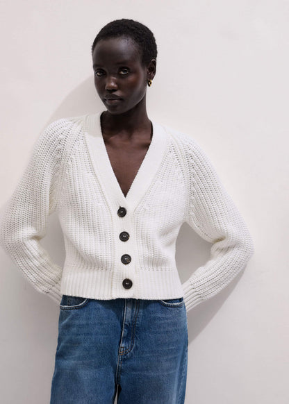 ME+EM Clothing White Chunky Raglan Relaxed Weekend Cardigan