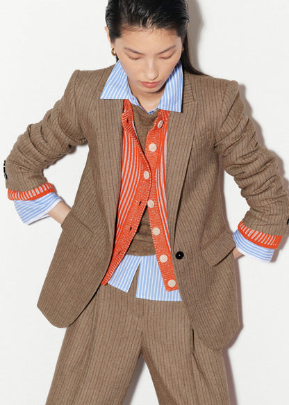 ME+EM Clothing Orange Contrast Rib Straight Cardigan