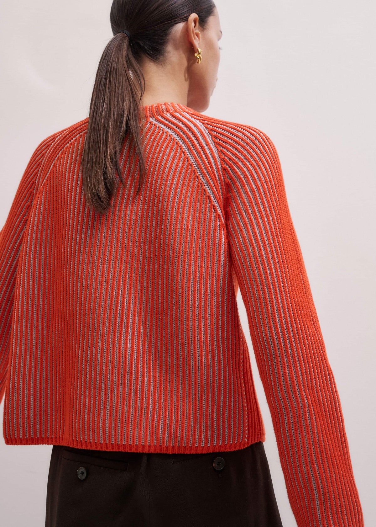 ME+EM Clothing Orange Contrast Rib Straight Cardigan