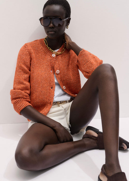 ME+EM Clothing Orange Relaxed Crew Cardigan
