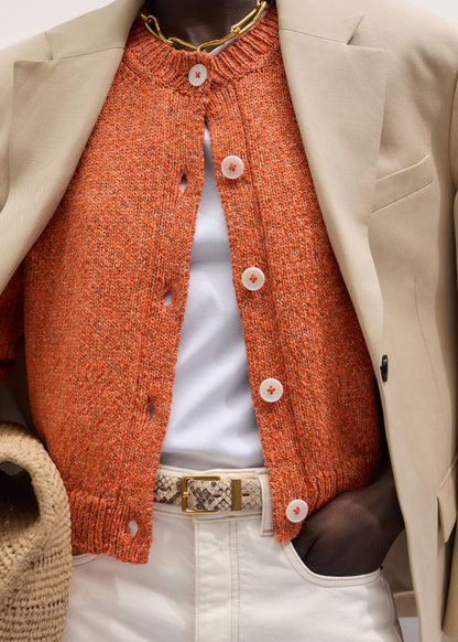 ME+EM Clothing Orange Relaxed Crew Cardigan
