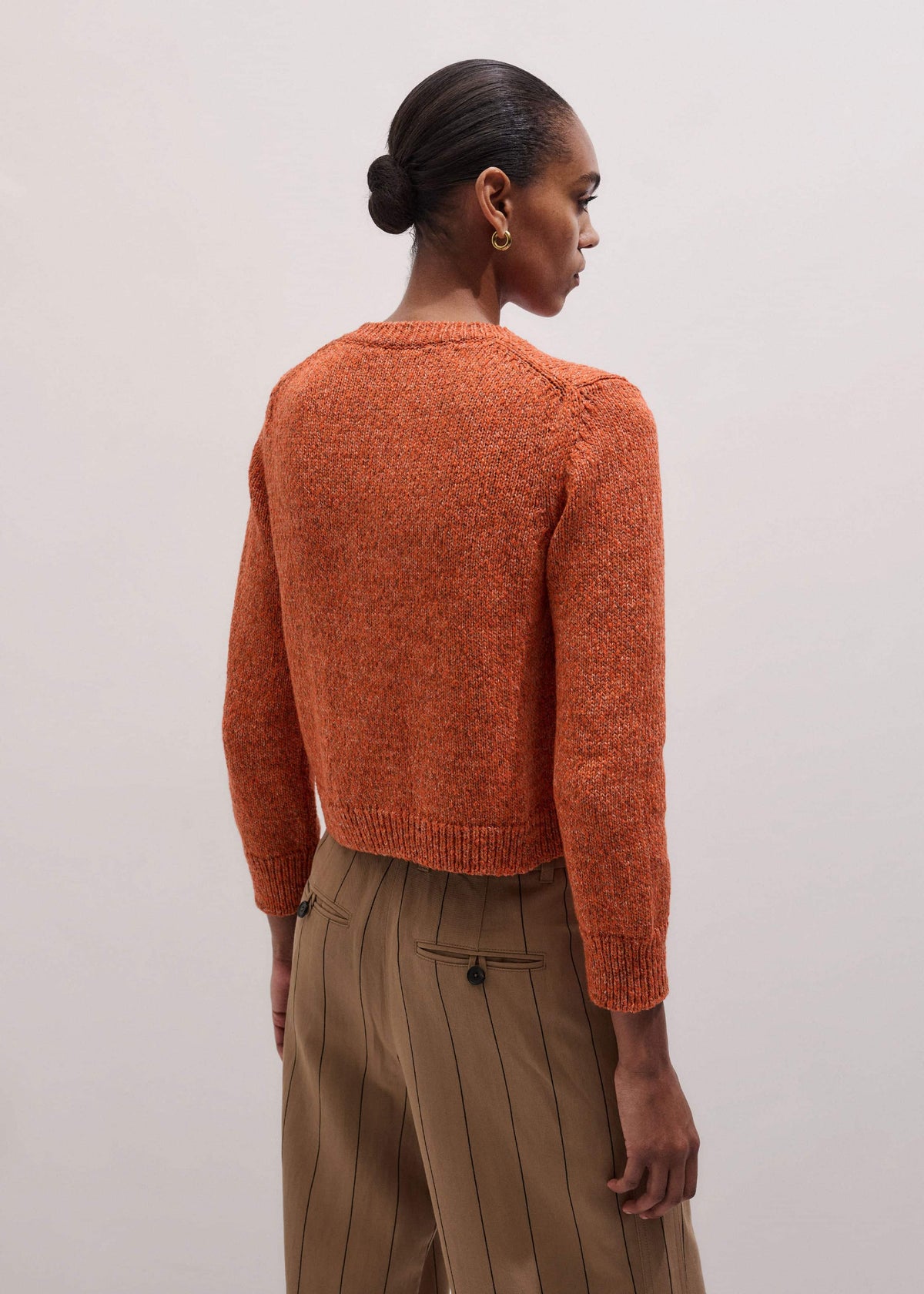 ME+EM Clothing Orange Relaxed Crew Cardigan