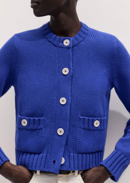 ME+EM Clothing Deep Blue Straight Crop Cardigan