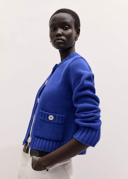 ME+EM Clothing Deep Blue Straight Crop Cardigan