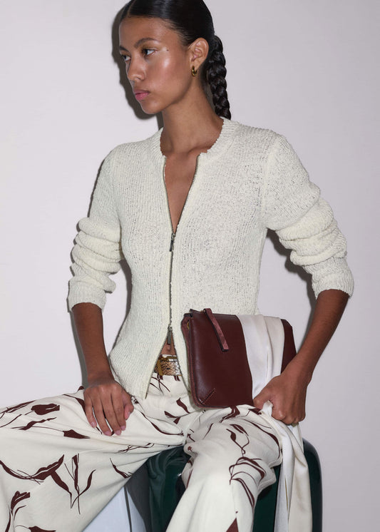 ME+EM Clothing Cream Double Zip Cardigan