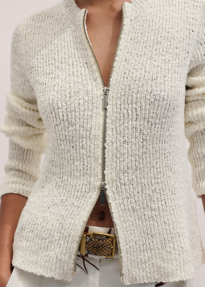 ME+EM Clothing Cream Double Zip Cardigan