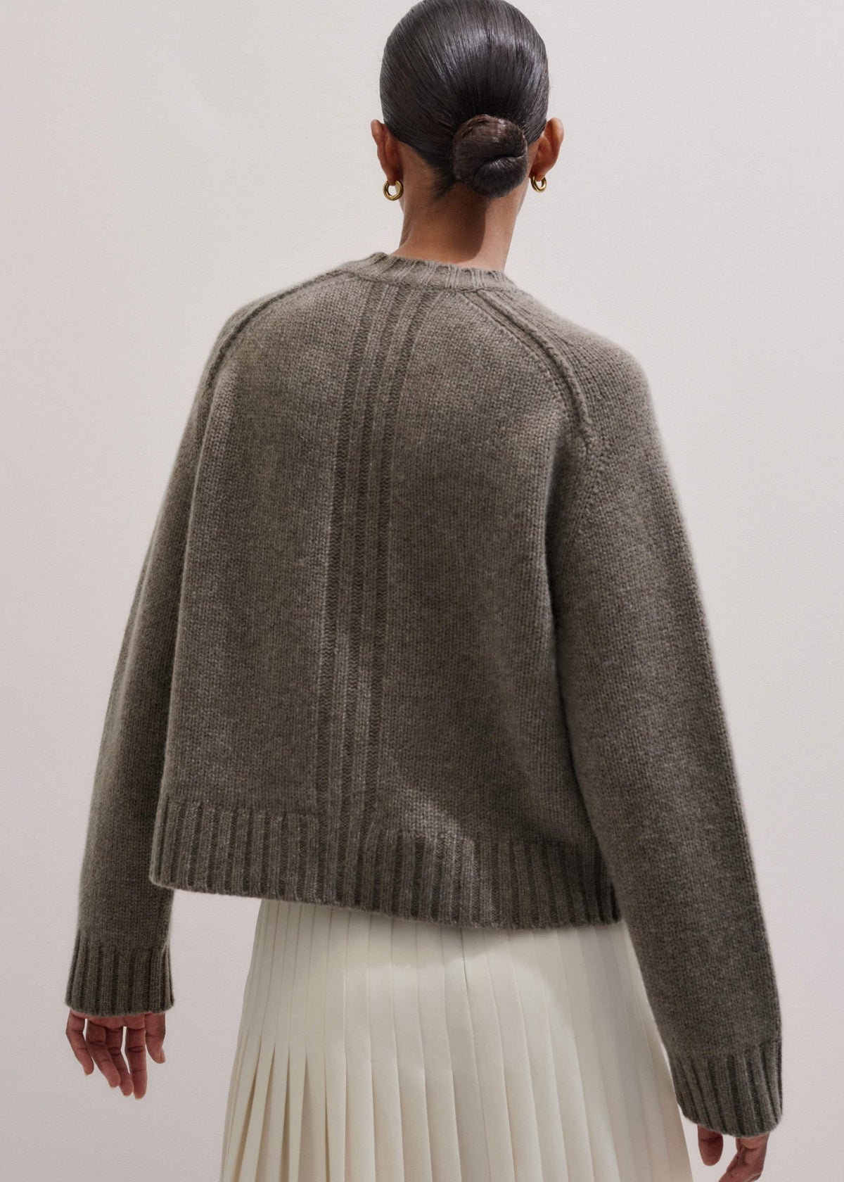 ME+EM Clothing Brown Cashmere Relaxed Saddle Shoulder Cardigan