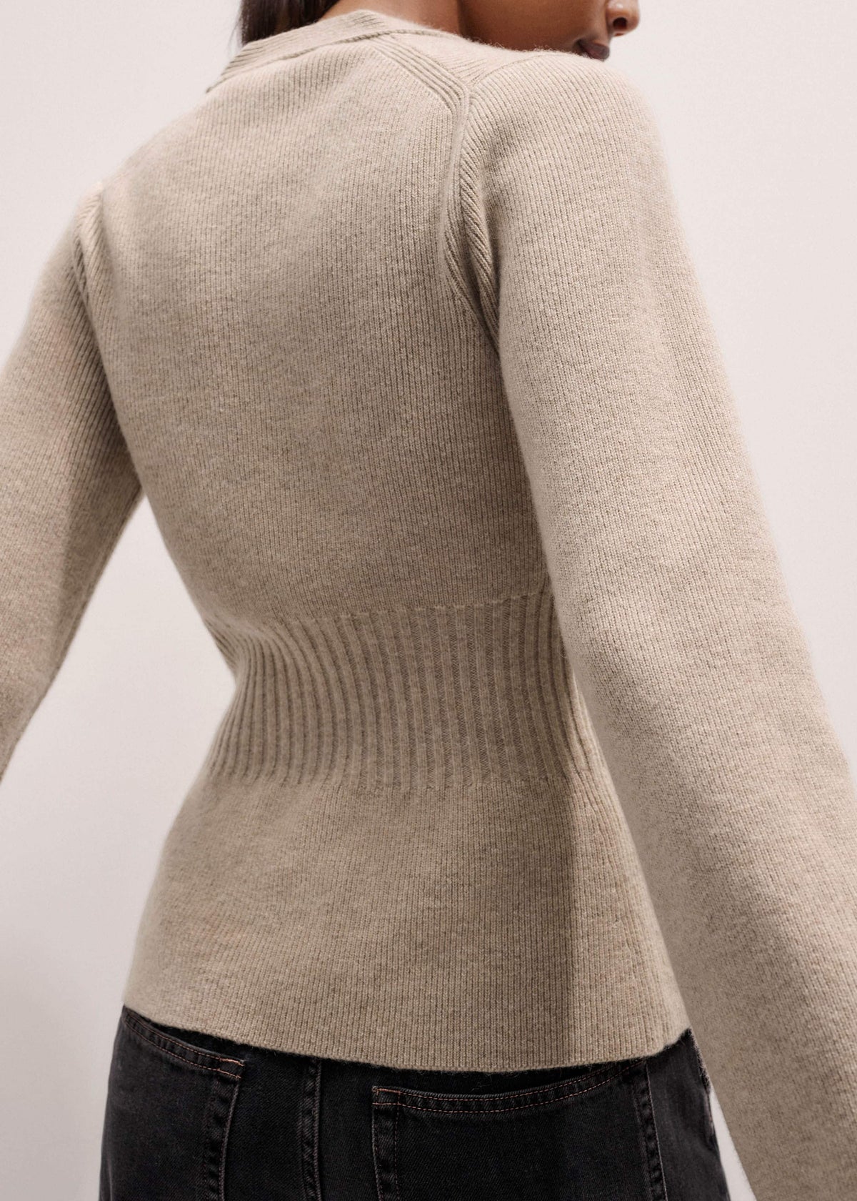ME+EM Clothing Brown Merino Cashmere Contour Cardigan