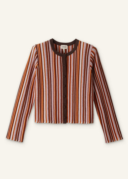 ME+EM Clothing Cinnamon Brown Metallic Stripe Cardigan