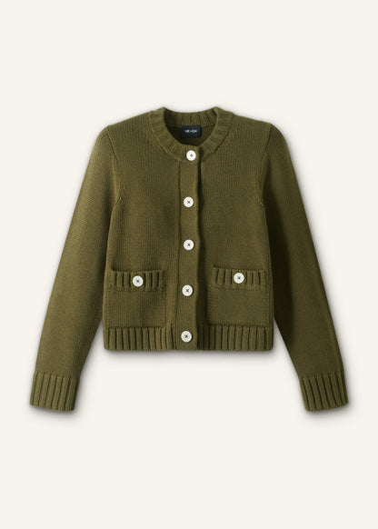 ME+EM Clothing Olive Green Straight Crop Cardigan