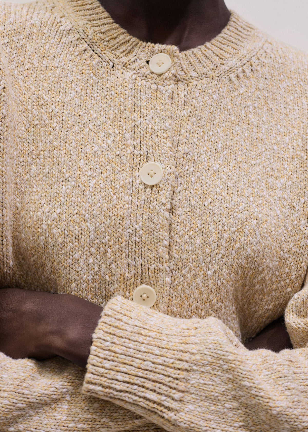 ME+EM Clothing Yellow Relaxed Crew Neckline Cardigan