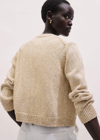 ME+EM Clothing Yellow Relaxed Crew Neckline Cardigan