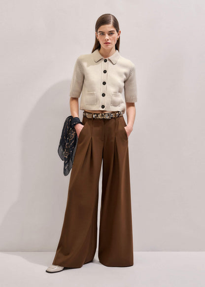 ME+EM Clothing Cream Merino Cashmere Cropped Knit Jacket