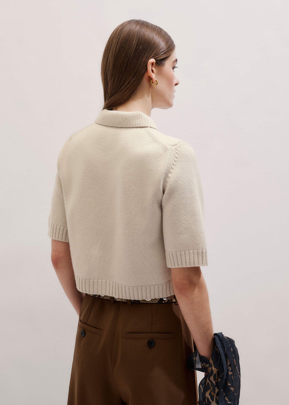 ME+EM Clothing Cream Merino Cashmere Cropped Knit Jacket