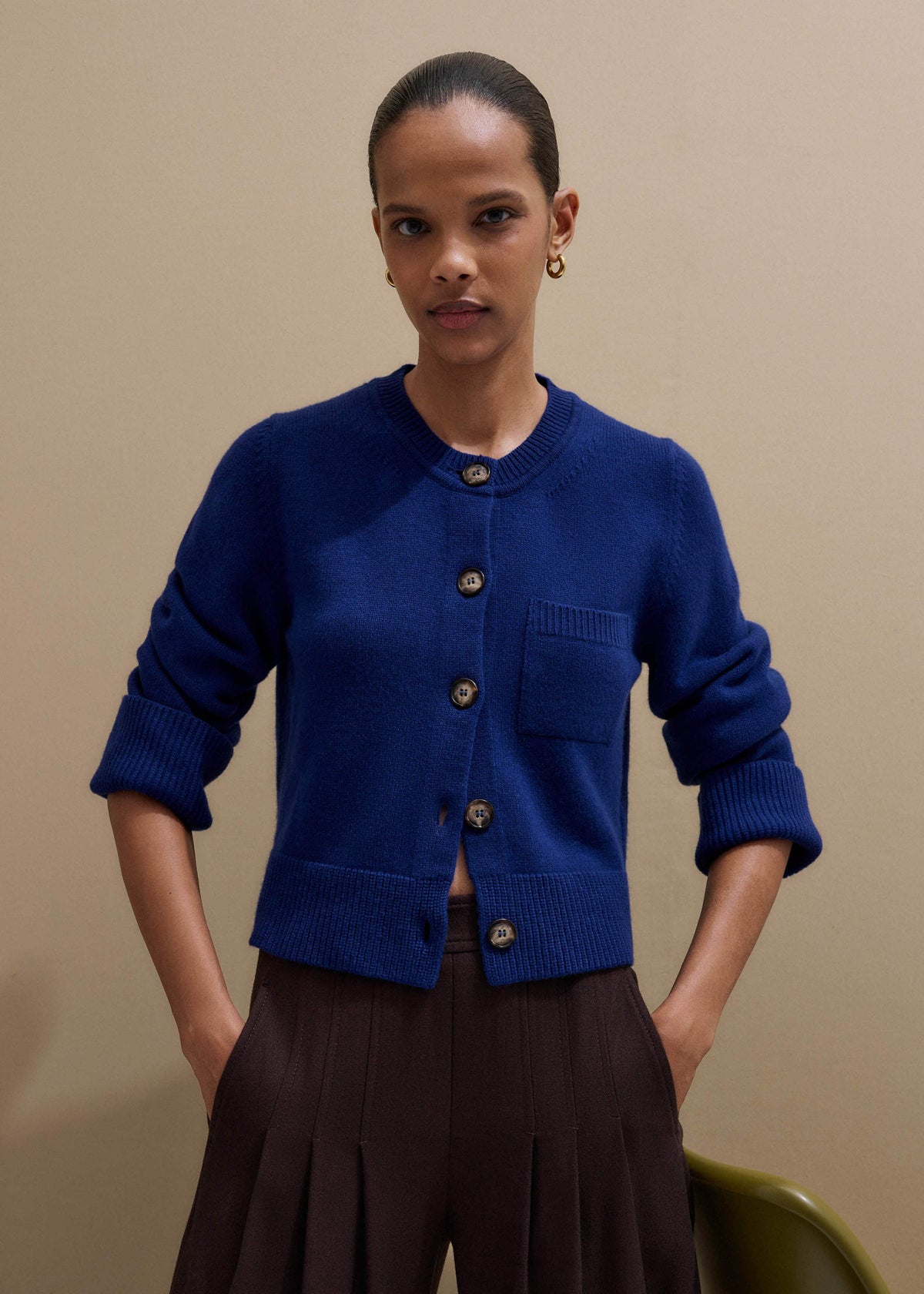ME+EM Clothing Blue Button-Through Straight Cardigan