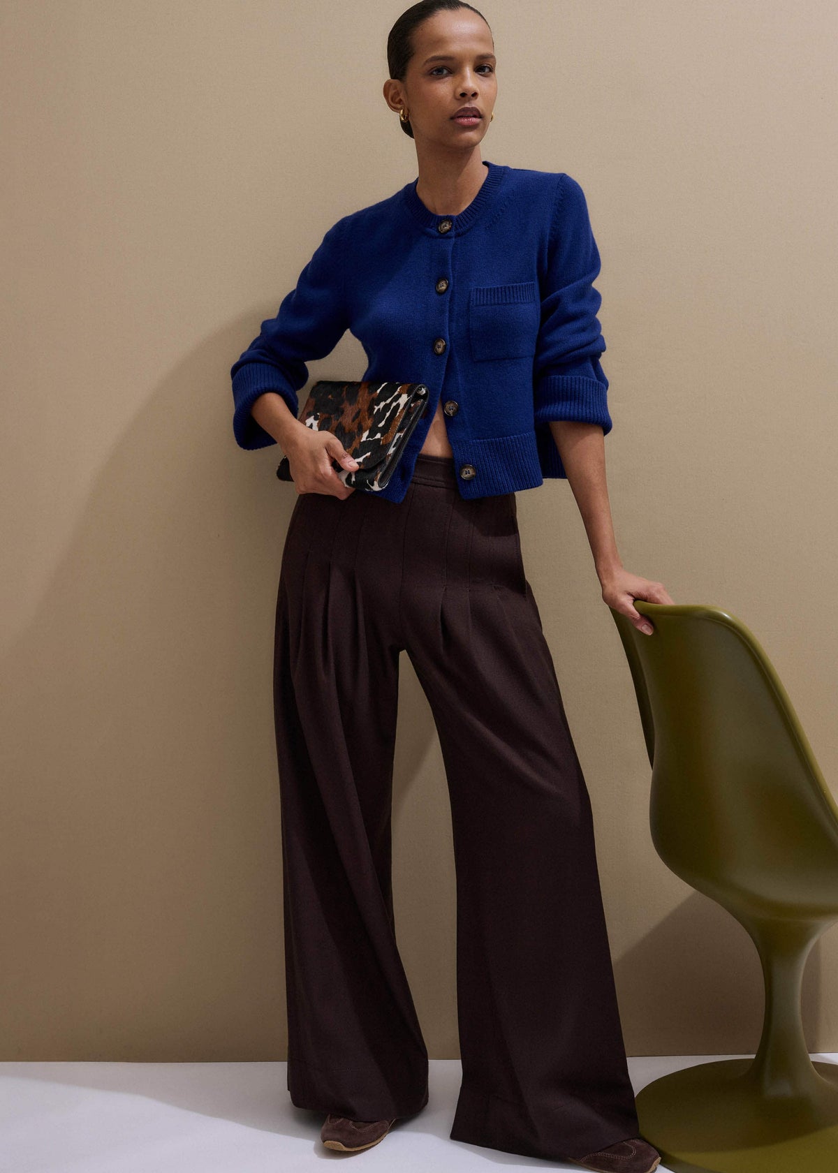 ME+EM Clothing Blue Button-Through Straight Cardigan