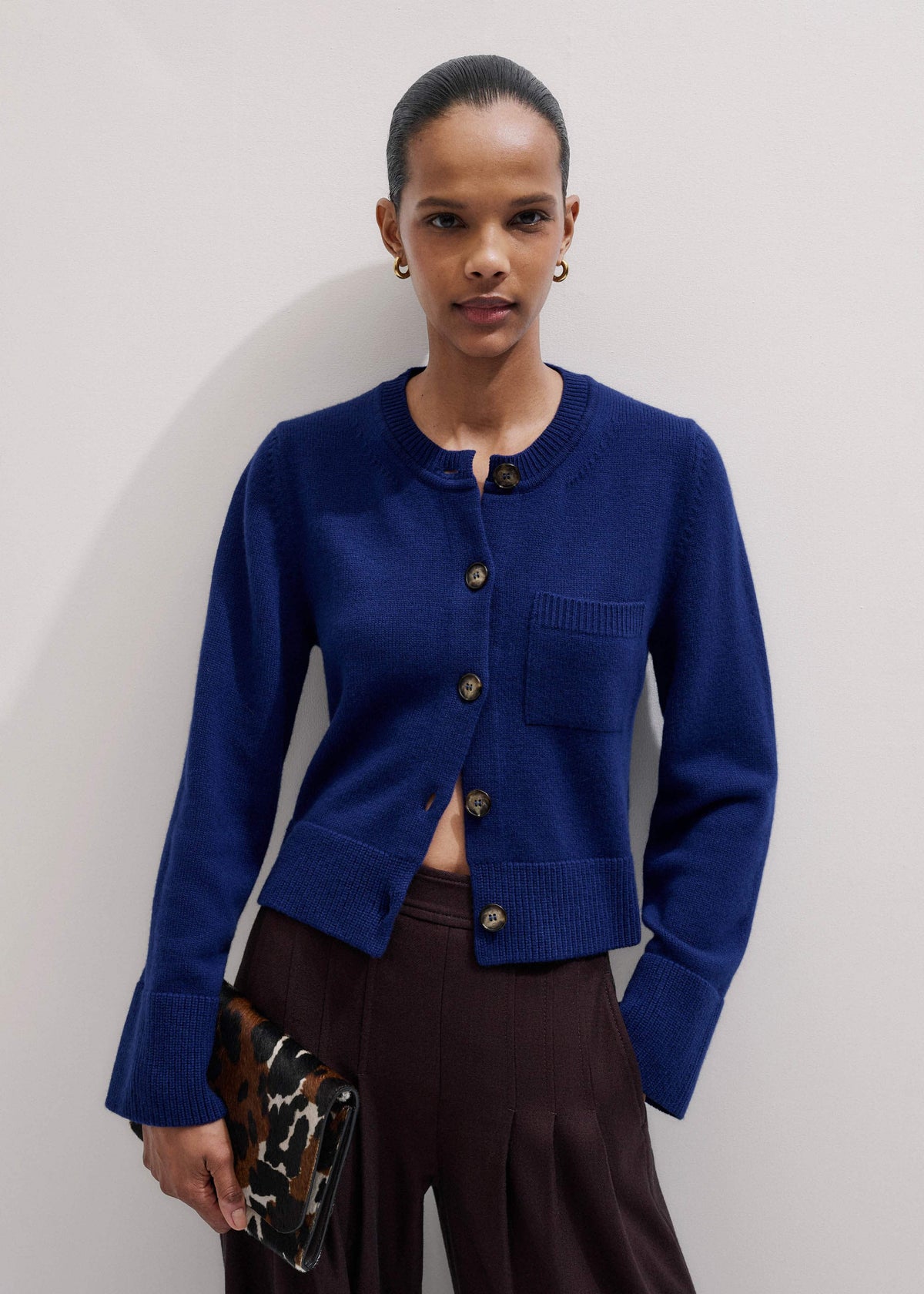 ME+EM Clothing Blue Button-Through Straight Cardigan