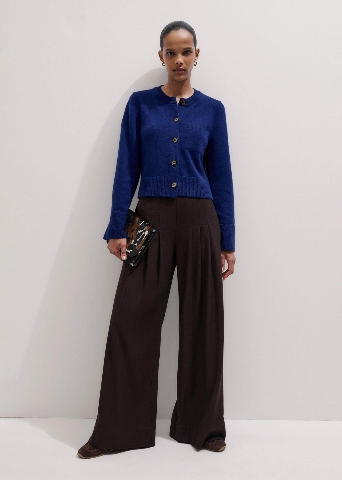 ME+EM Clothing Blue Button-Through Straight Cardigan