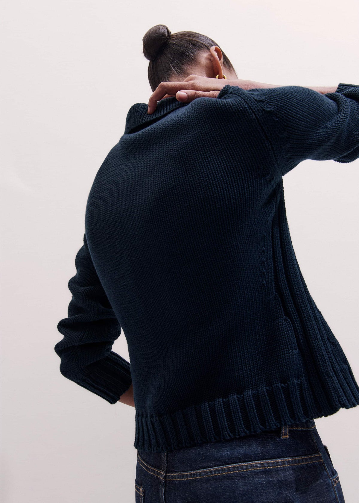 ME+EM Clothing Navy Slim Collared Cardigan