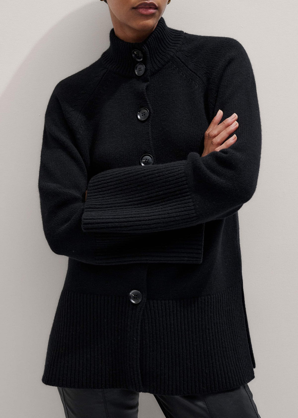 ME+EM Clothing Black Button-Through Longline Cardigan
