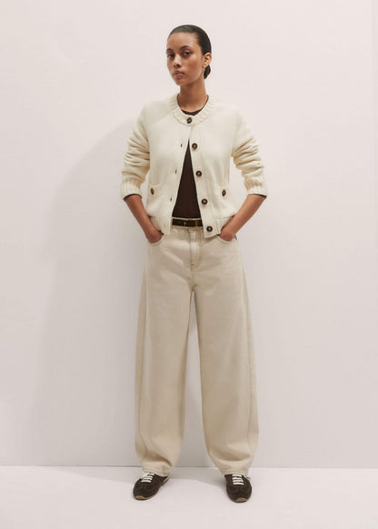 ME+EM Clothing Cream Bracelet Sleeve Cropped Cardigan