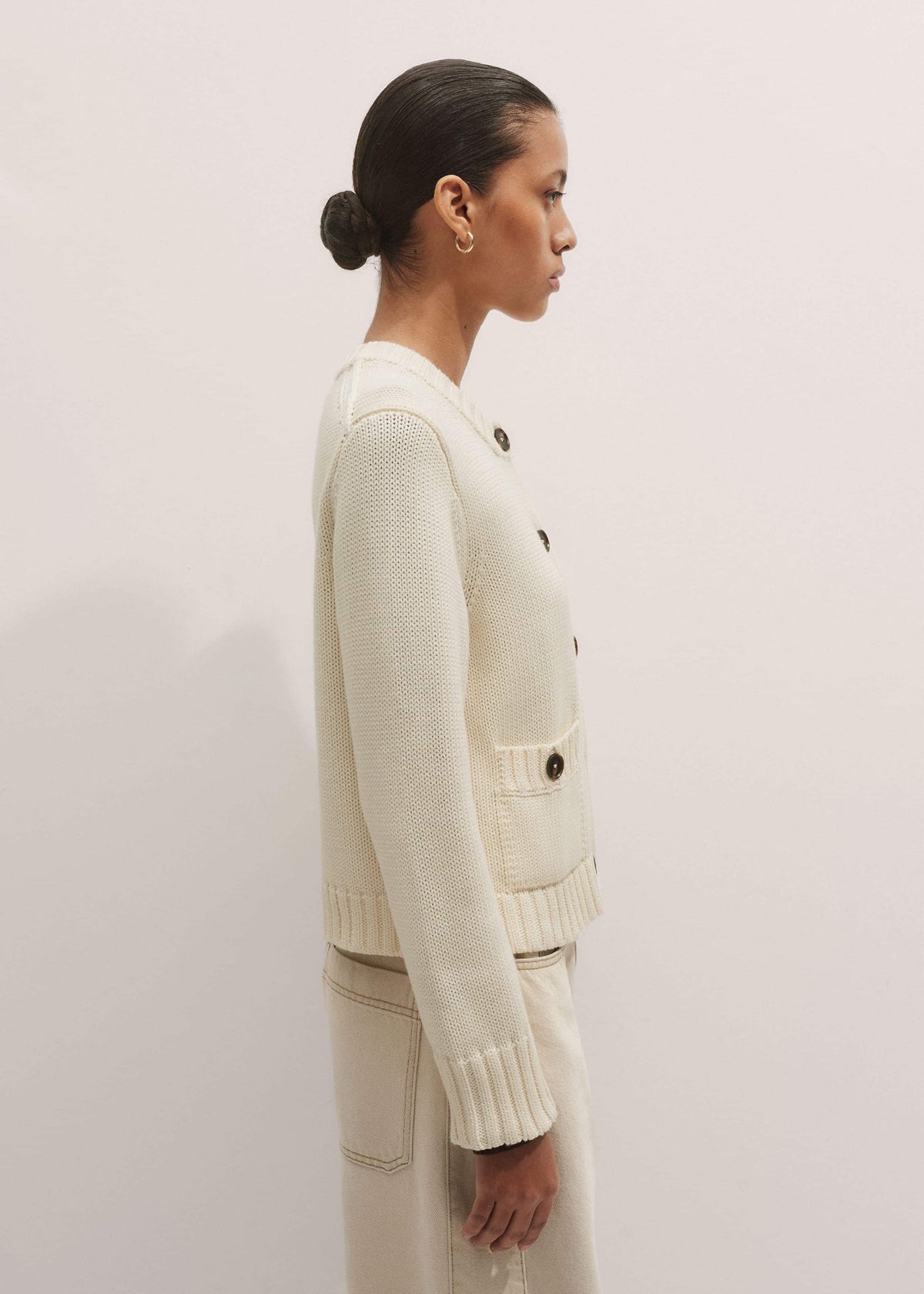 ME+EM Clothing Cream Bracelet Sleeve Cropped Cardigan