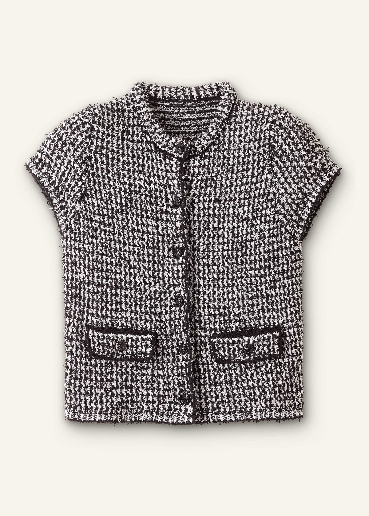 ME+EM Clothing Black Tweed Knit Pouf Sleeve Crop Jacket