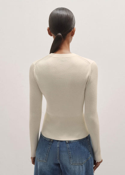 ME+EM Clothing Cream Milano Knit Two-Way Zip Cardigan