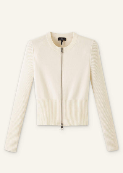ME+EM Clothing Cream Milano Knit Two-Way Zip Cardigan