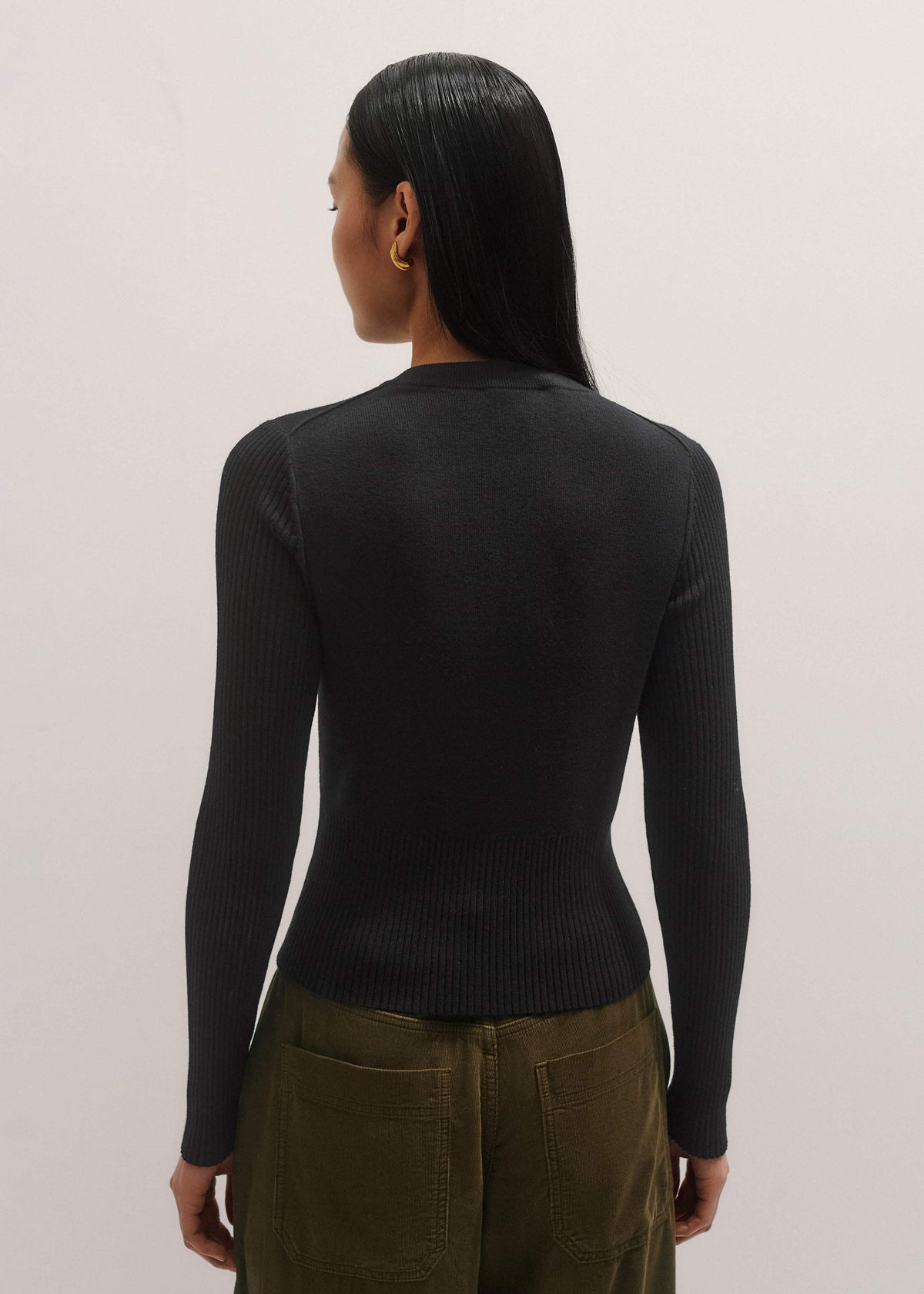 ME+EM Clothing Black Milano Knit Two-Way Zip Cardigan