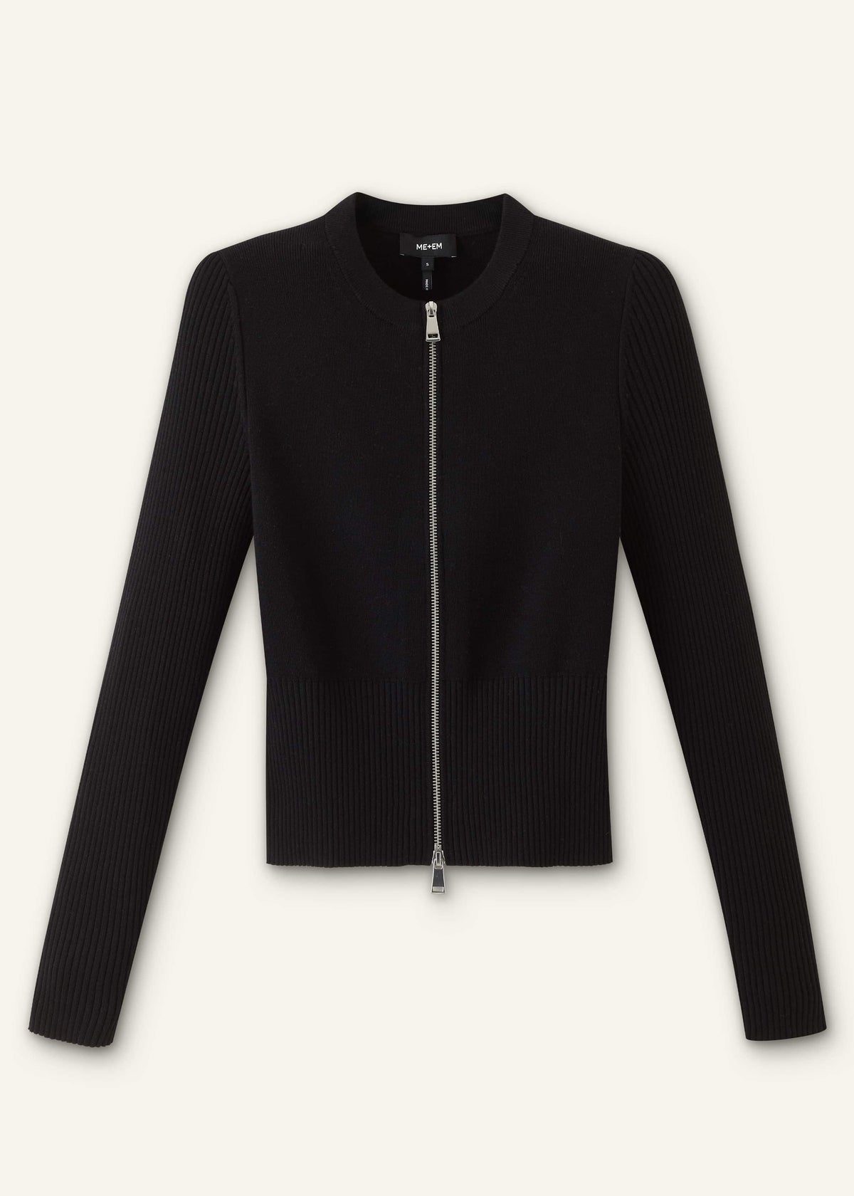 ME+EM Clothing Black Milano Knit Two-Way Zip Cardigan