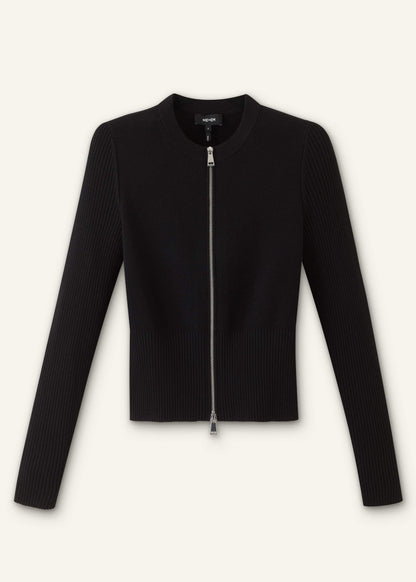 ME+EM Clothing Black Milano Knit Two-Way Zip Cardigan