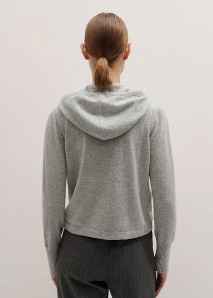 ME+EM Clothing Silver Gray Mélange Cashmere Relaxed Fit Box Zip Hoodie