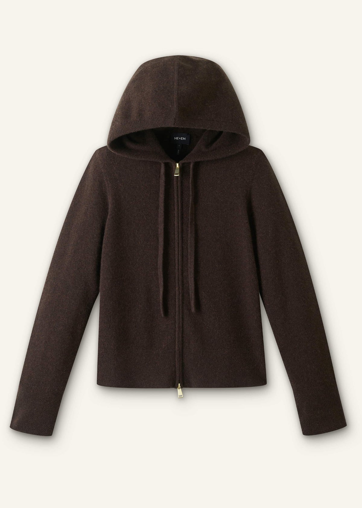 ME+EM Clothing Brown Cashmere Two Way Zip Straight Hoodie