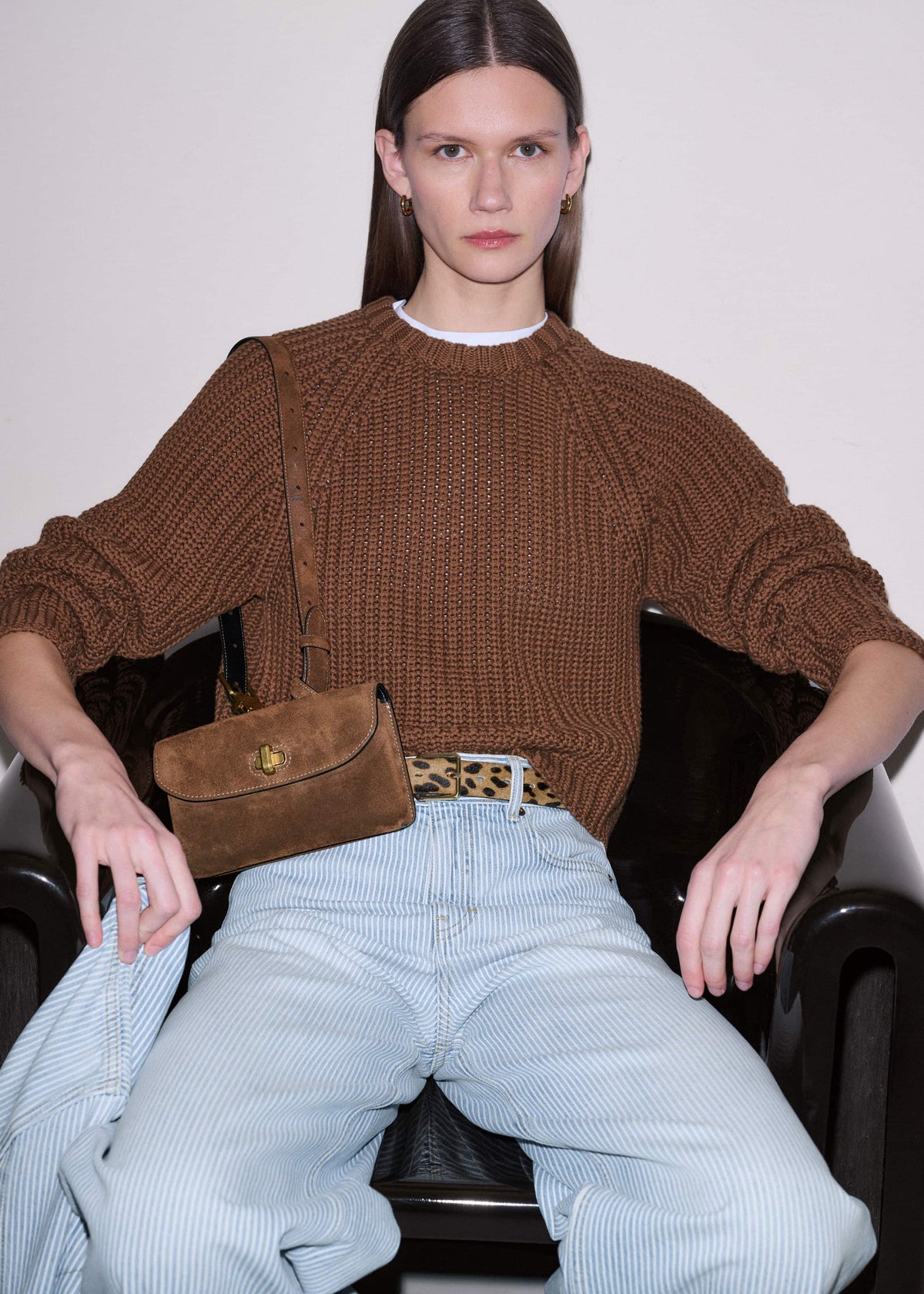 ME+EM Clothing Brown Chunky Cotton Raglan Sweater