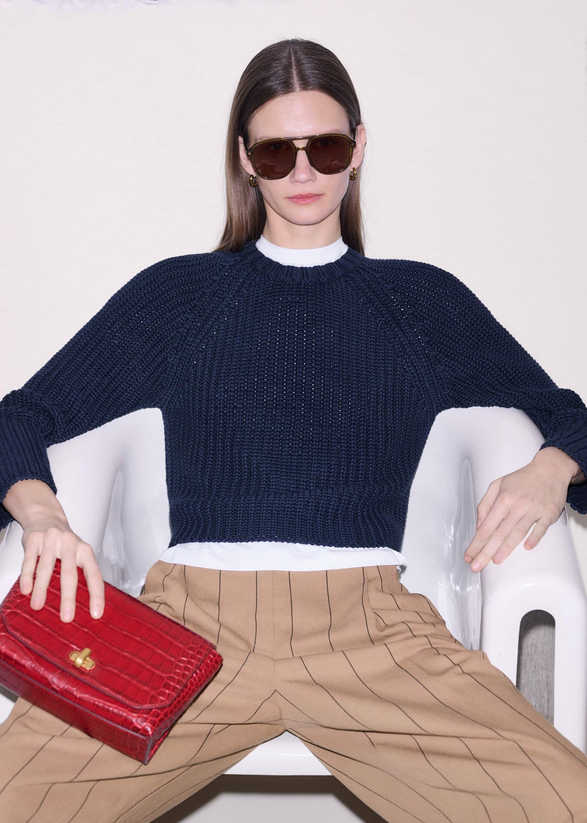 ME+EM Clothing Navy Chunky Cotton Raglan Sweater