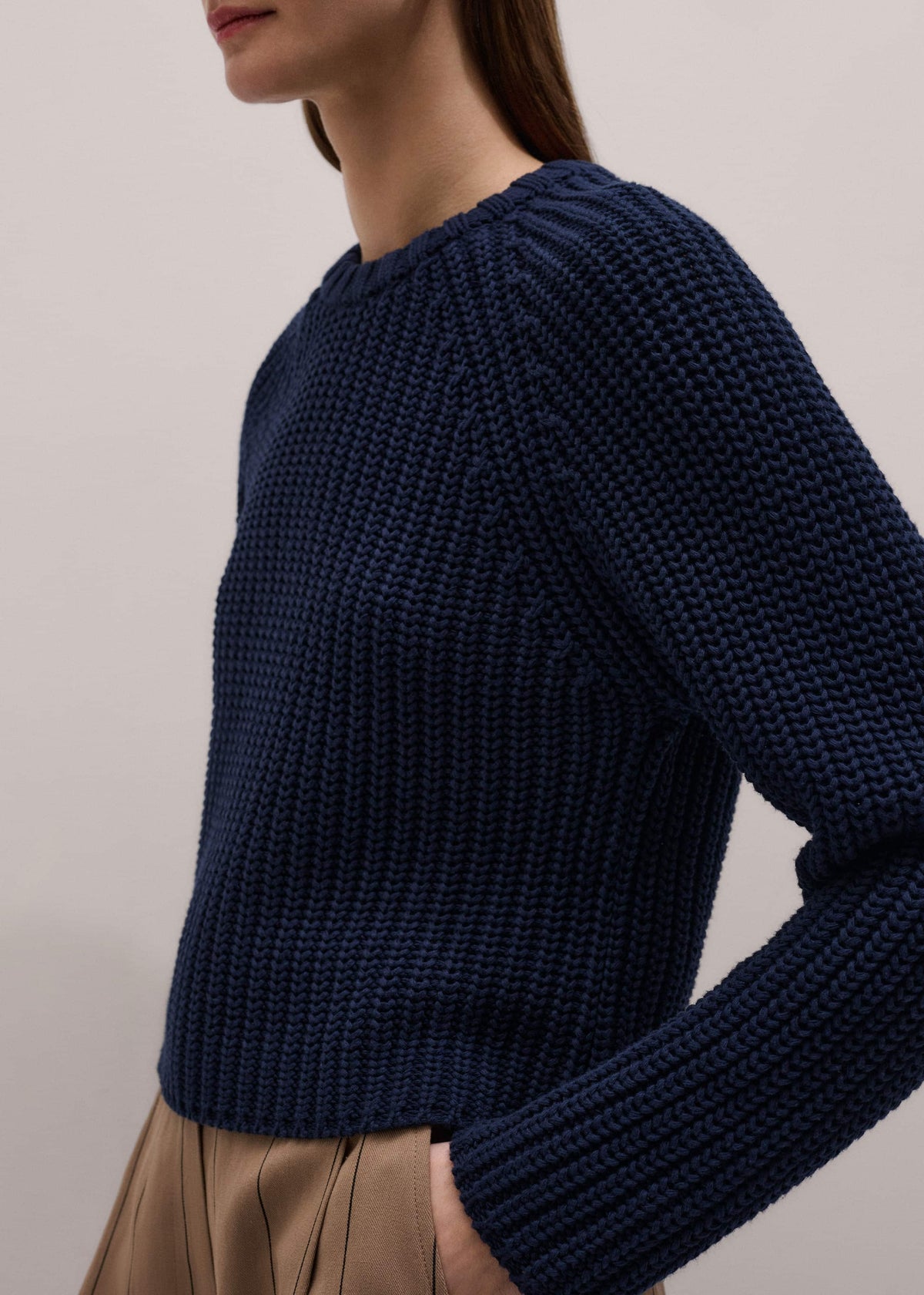 ME+EM Clothing Navy Chunky Cotton Raglan Sweater