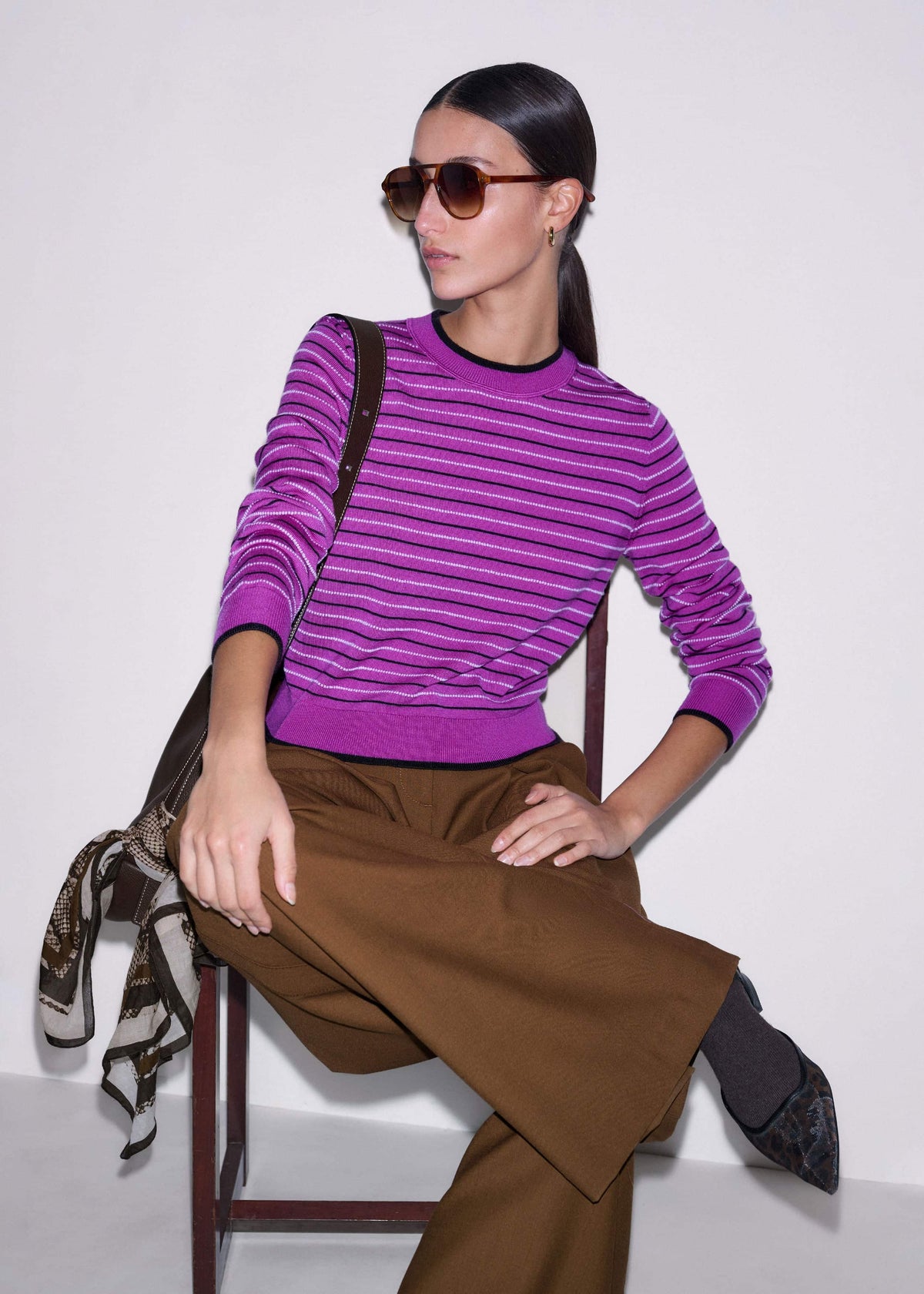 ME+EM Clothing Textured Stripe Straight Sweater