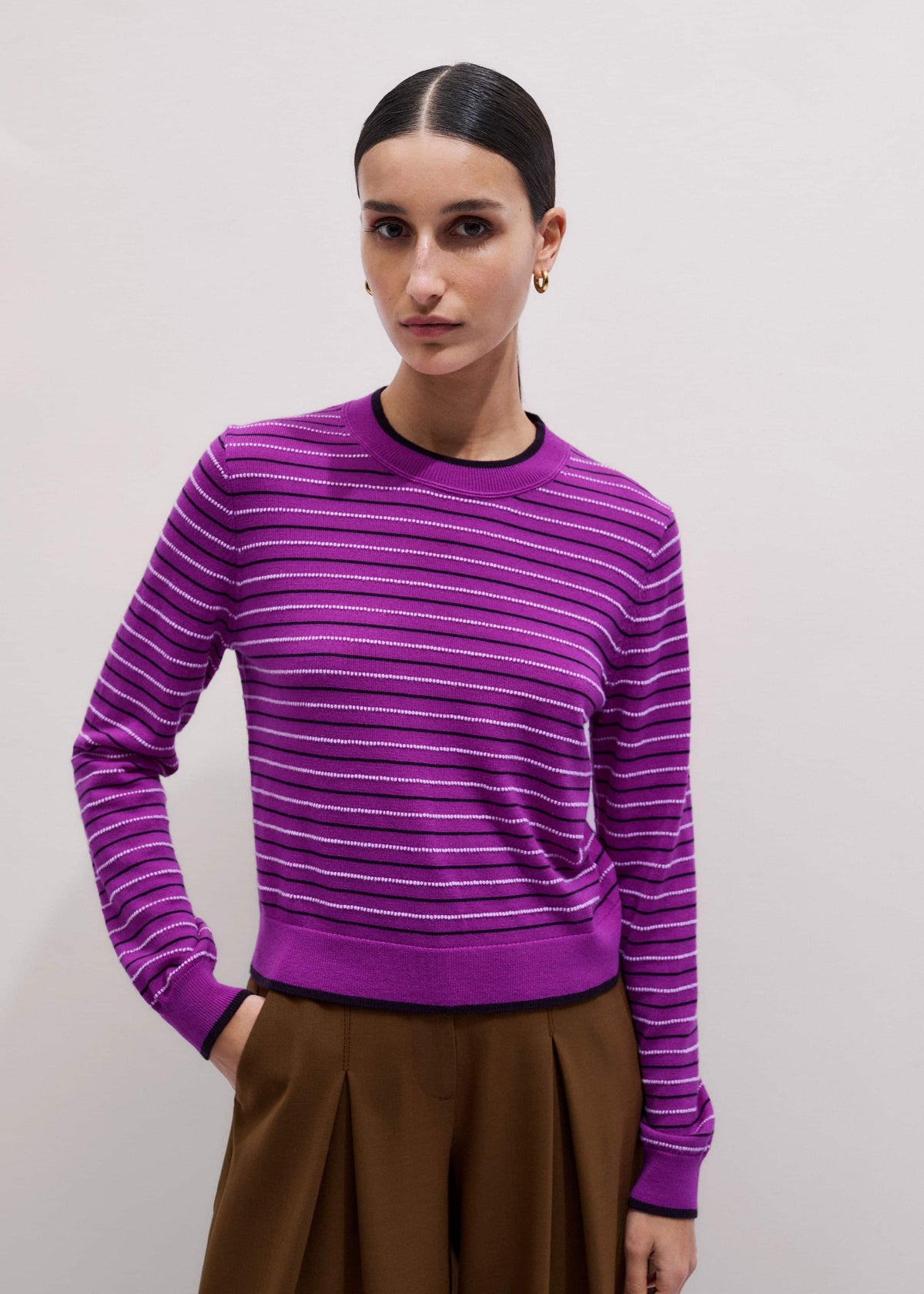 ME+EM Clothing Textured Stripe Straight Sweater