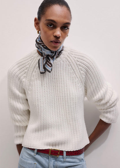 ME+EM Clothing White Chunky Raglan Relaxed Weekend Sweater