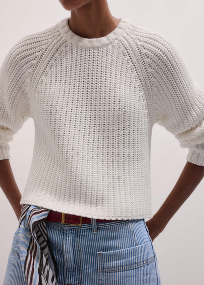 ME+EM Clothing White Chunky Raglan Relaxed Weekend Sweater