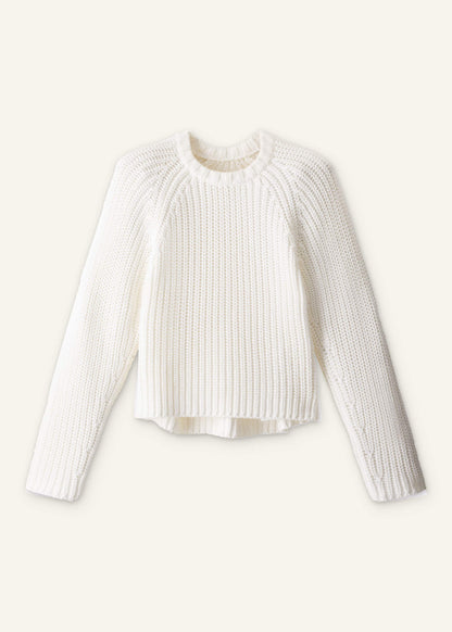 ME+EM Clothing White Chunky Raglan Relaxed Weekend Sweater