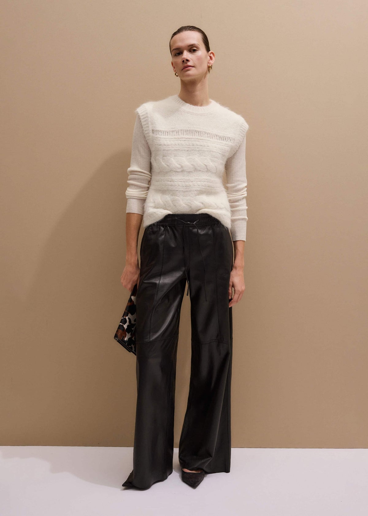 ME+EM Clothing Cream Barely There Slim Rib Layering Sweater