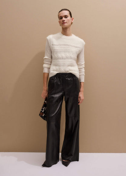 ME+EM Clothing Cream Barely There Slim Rib Layering Sweater